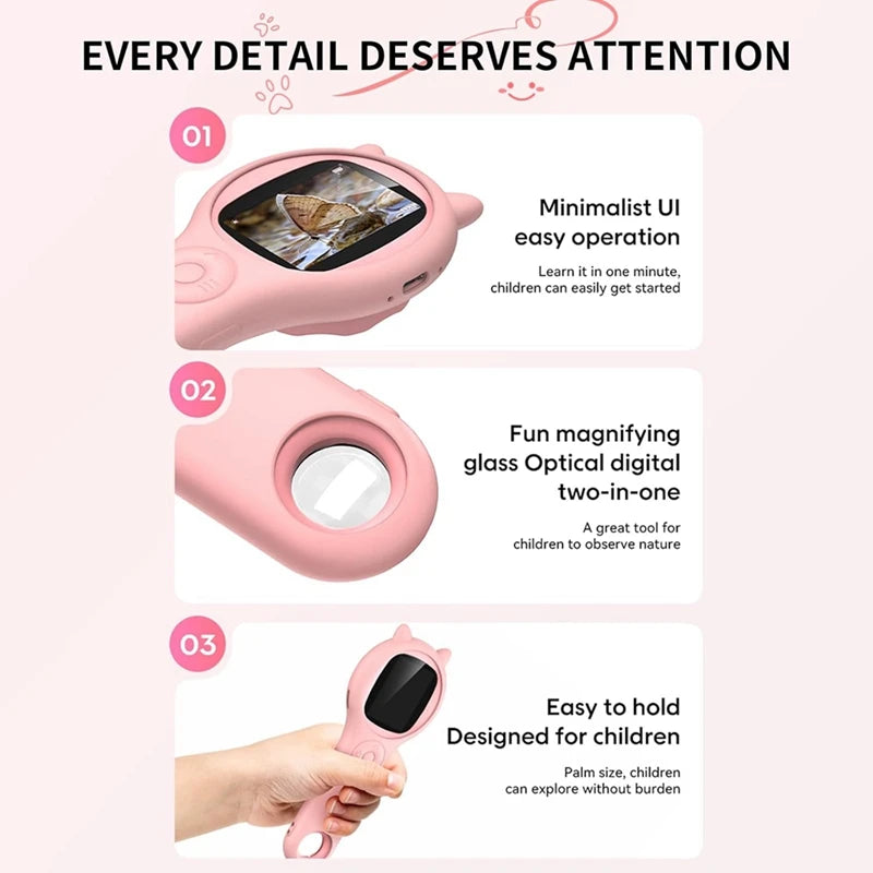 Microscope For Kids - Portable Handheld Magnifying Glass Digital