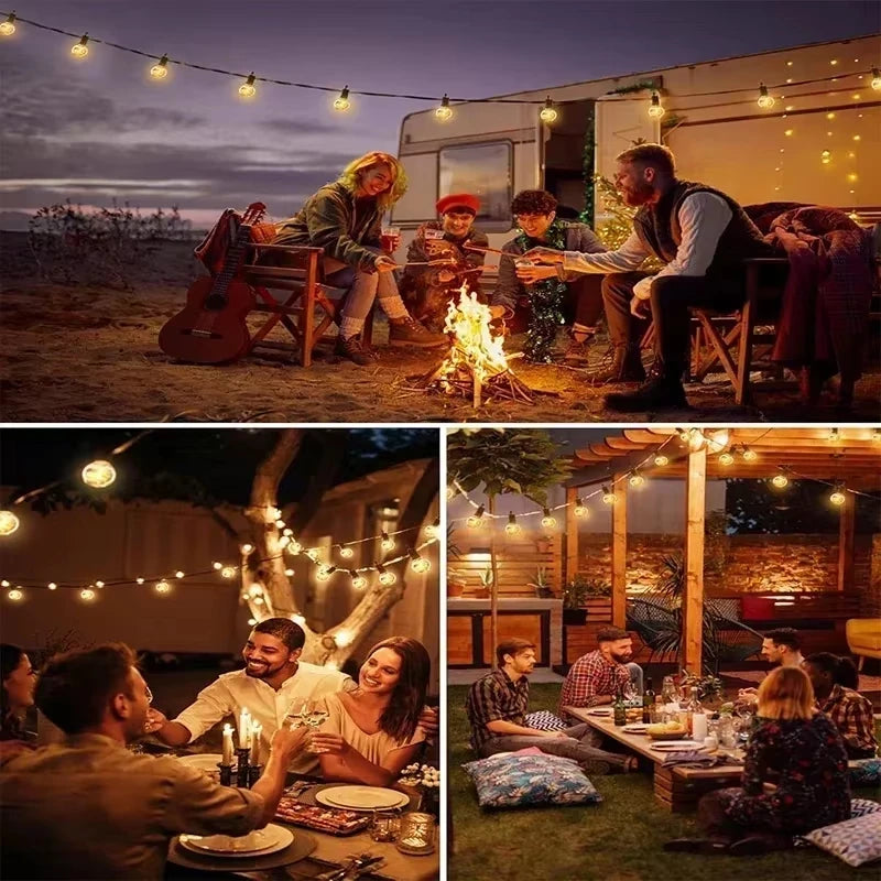 G40 Solar String Lights Outdoor Solar Globe String Bulb Patio Hanging Lights Waterproof Garden Pergola Bistro Deck Decor 8Mode