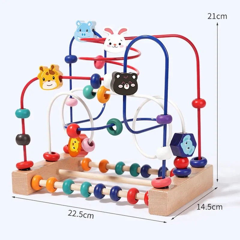 Montessori Baby Toys Wooden Bead Maze Roller Coaster Puzzle & Early Learning Toy for Toddlers