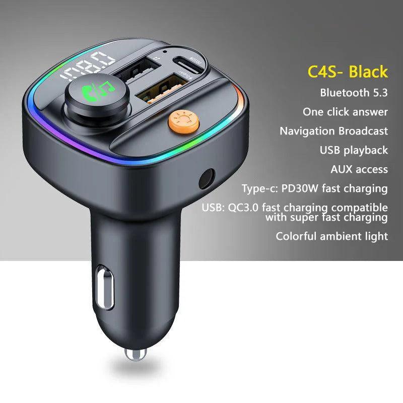 C1 Car Mp3 Player - Bluetooth 5.3 FM Transmitter Handsfree Car AUX Radio Modulator