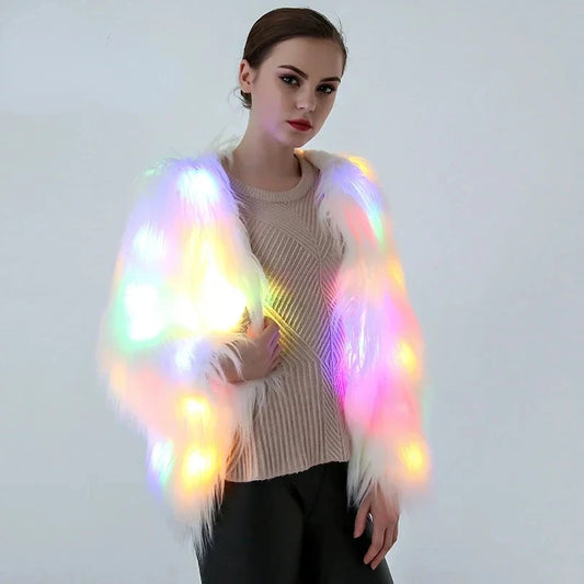 Abrigo con capucha LED GlowFur™ 🌈✨