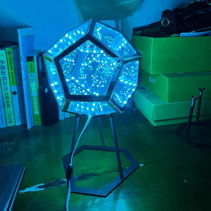 3D Cube Light Creative Cool Infinite Dodecahedron Nightlight Colorful Art Light USB Nightlight Girls Birthday Christmas Gift