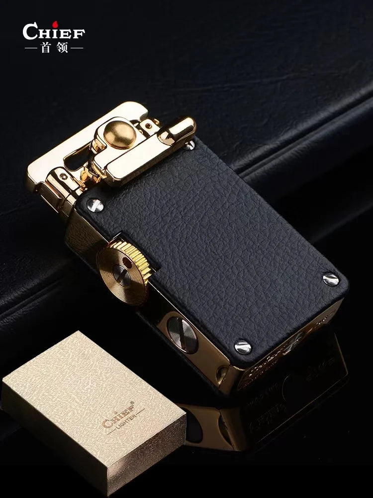 CHIEF New Metal Rocker Kerosene Lighter Creative Rocker Ignition Fashion Leather Lighter High-end Men's Gift