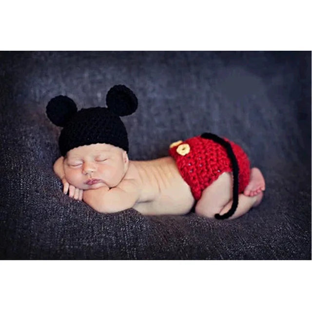 Animal Style Newborn Baby Crochet Halloween Costumes Photography Props Handmade Knit Mickey Outfit Sleepy Owl Frog Baby Gift South Bay Evans General Store