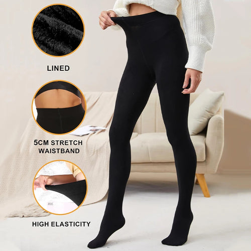 Kave 220G Fleece Lined Tights Women Fleece Translucent Leggings Winter