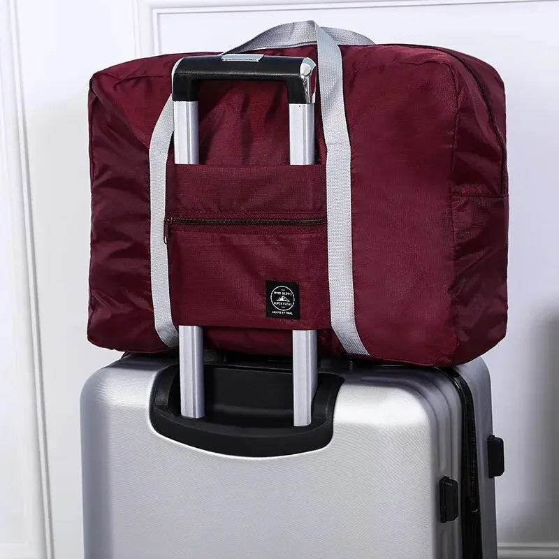 1Pc Red/Navy/Green Multifunctional Folding Travel Bag Single Shoulder