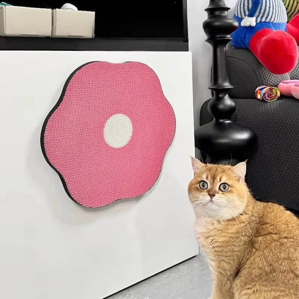 Flower Shape Cat Scratching Board Wall Mounted Detachable Cat Nail File Scratcher Space Saving Wear-resistant