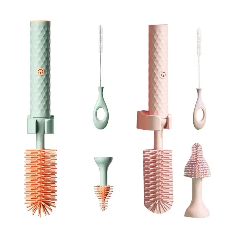 Efficient Electric Baby Bottle Cleaner Brush set Silicone Bottle Brush