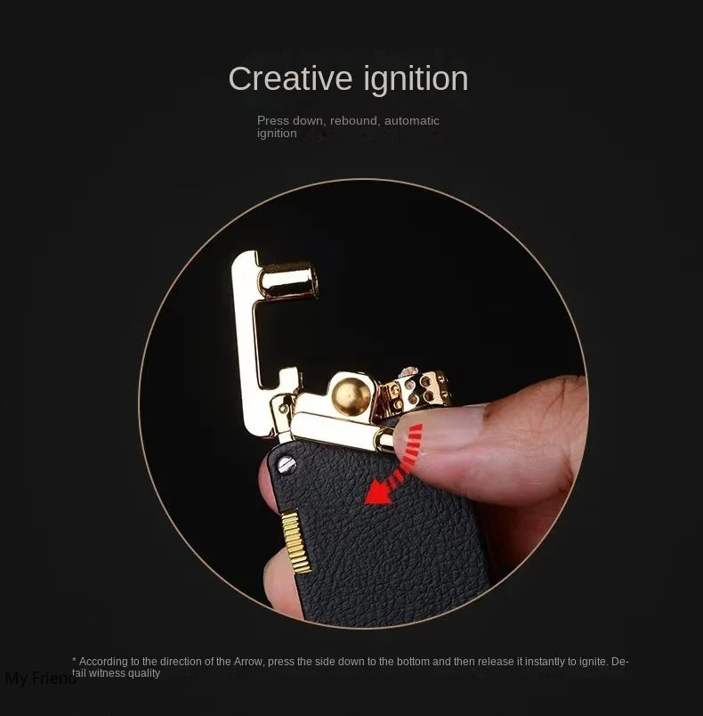 CHIEF New Metal Rocker Kerosene Lighter Creative Rocker Ignition Fashion Leather Lighter High-end Men's Gift