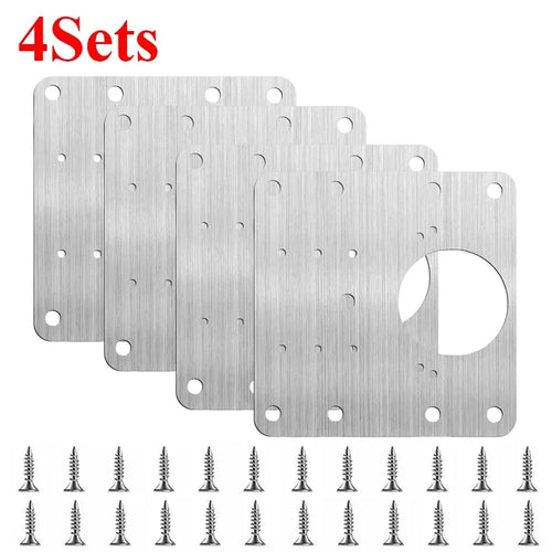 Stainless Steel Hinge Repair Plate Kits Cabinet Furniture Drawer Table