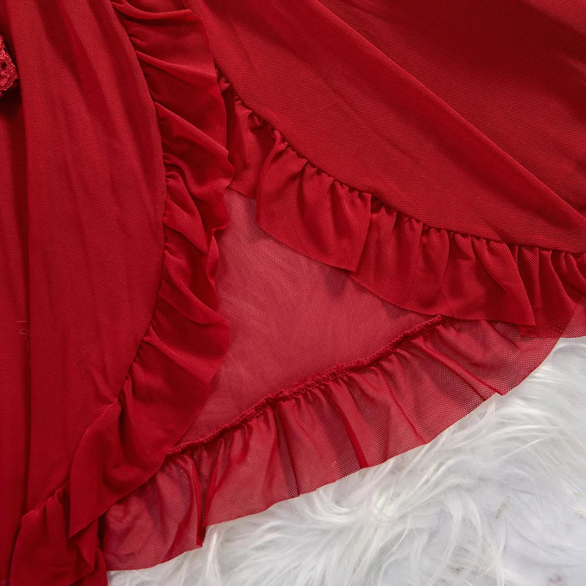Transparent Red Sexy Lingerie Women's Underwear See Through Sleepwear Lace Nightdress And Panty Pijamas Sets Female Sexy Nighty Stone's Store