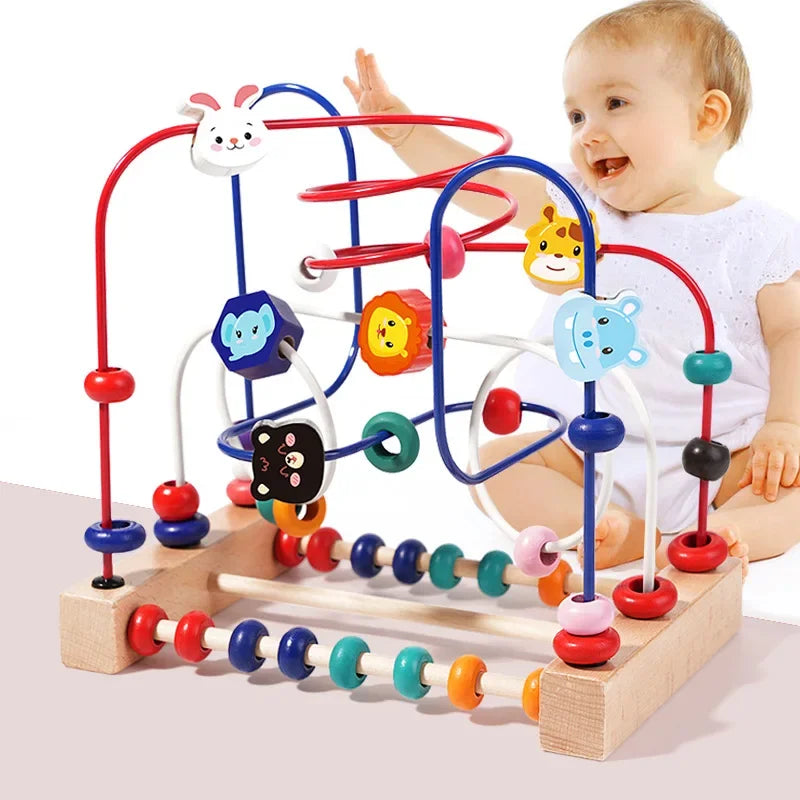 Montessori Baby Toys Wooden Bead Maze Roller Coaster Puzzle & Early Learning Toy for Toddlers