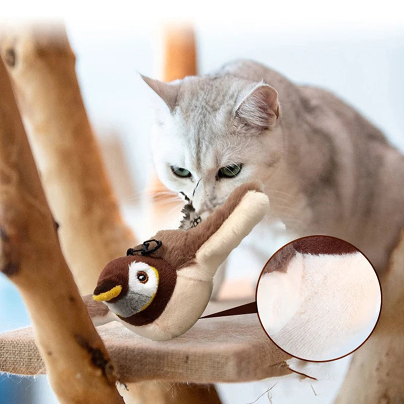 Interactive Cat Toys Rechargeable Flying Bird Cat Toy Chirping