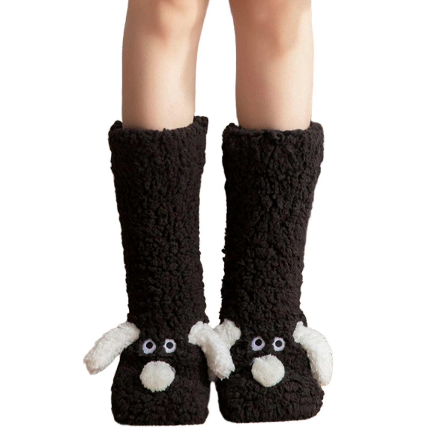 Cute Dog Slipper Socks: Warm, Plush, Non-Slip Women's Winter Socks