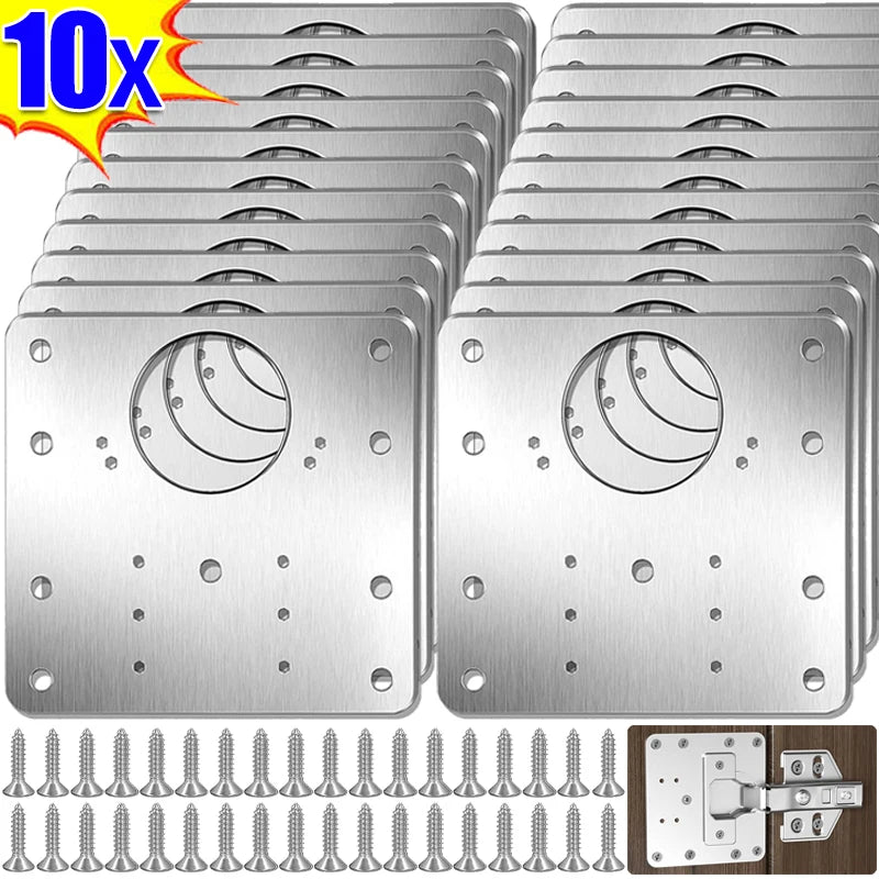 Stainless Steel Hinge Repair Plate Kits Cabinet Furniture Drawer Table