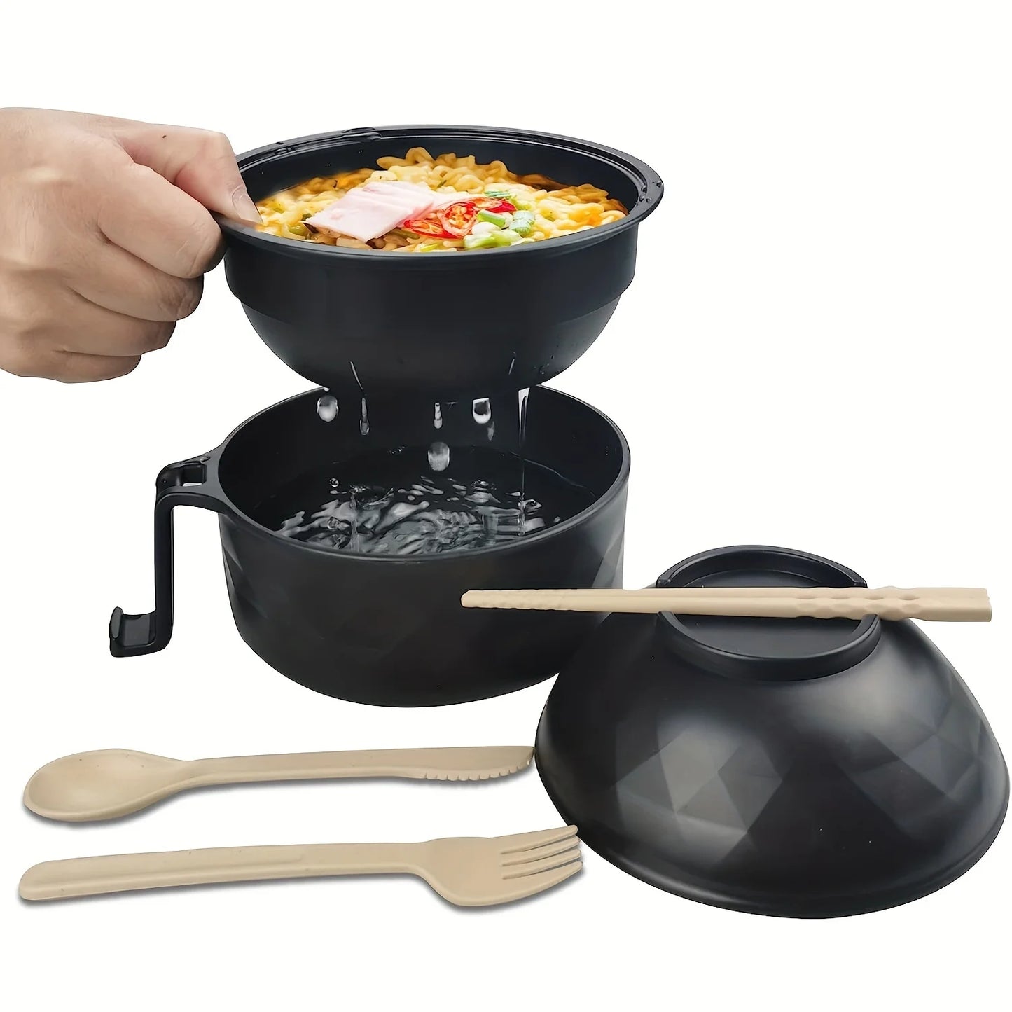 Microwave Ramen Bowl Cooker Set - Wheat Straw Instant Noodles Bowl