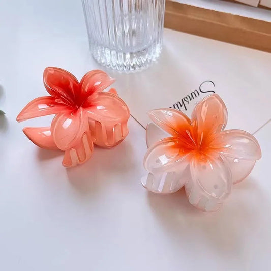 Six colors Gradient Flower Hair Accessories Set Beach Style Hairpins Flower Claw Clips Summer Flower Hairpins Hawaiian Style Sheeamy Store