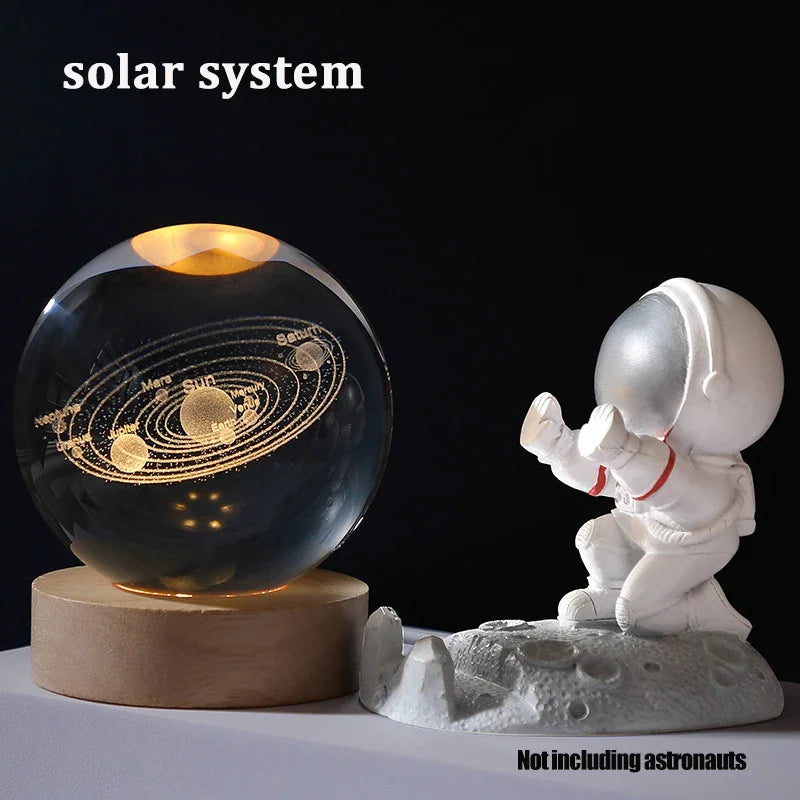 Crystal Ball Night Lights Glowing Sea Jellyfish Astronaut Table Lamp USB Atmosphere Lamp Table Decorations Kid Gifts Night Lamp
