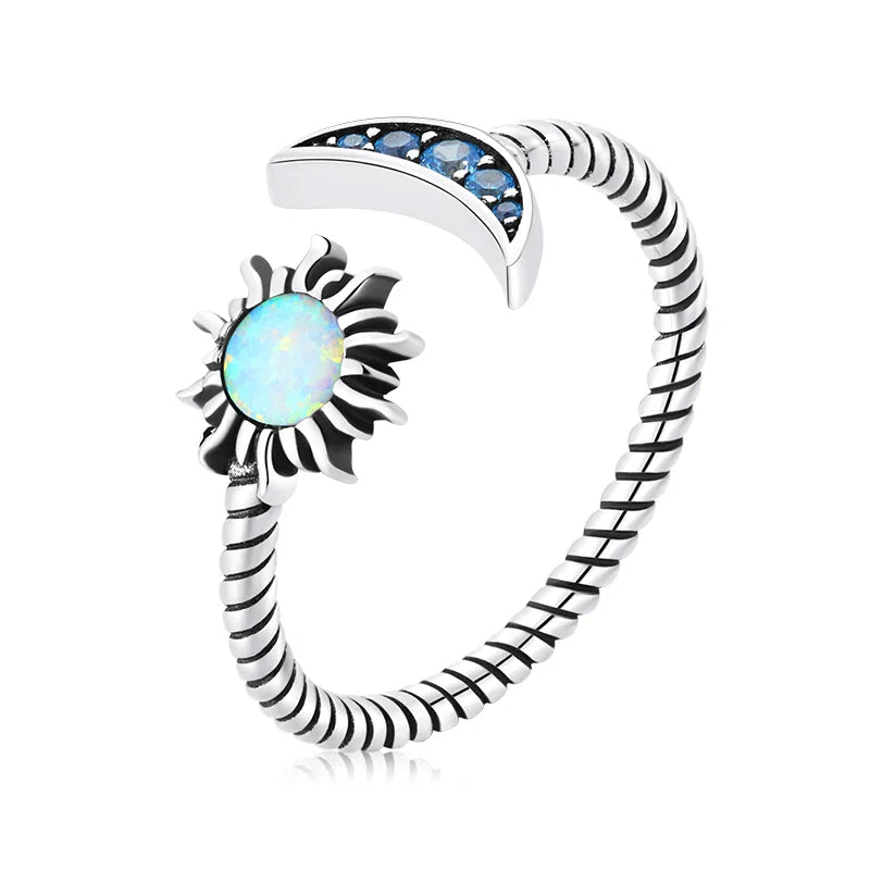 Adjustable Rings Real 925 Sterling Silver Stackable Engagement Zircon Open Size Rings For Women Jewelry
