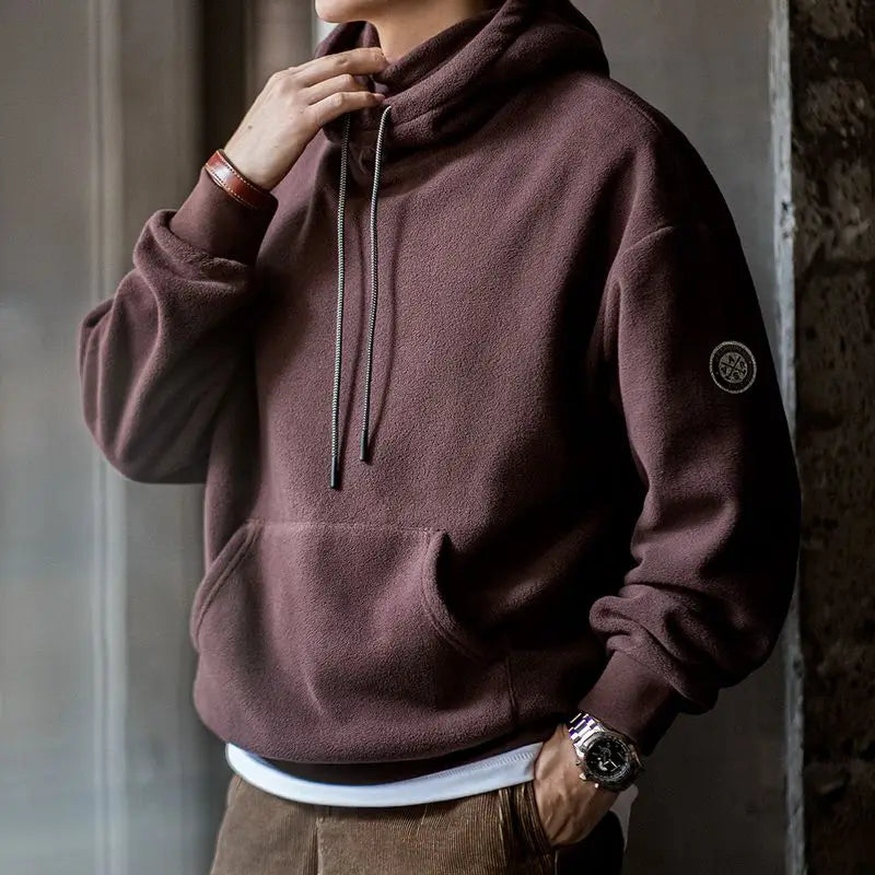 Maden Casual Polar Fleece Hooded Sweatshirt Solid Color Windproof AliExpress