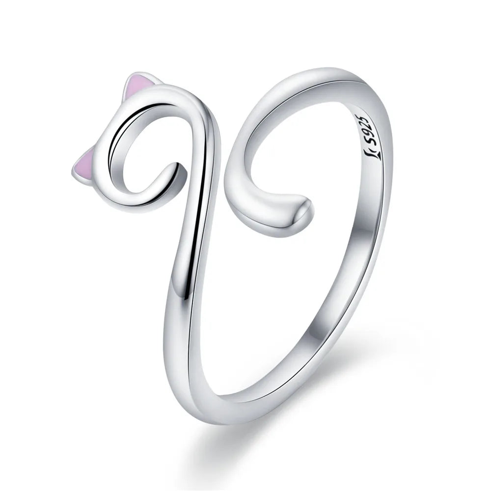 Adjustable Rings Real 925 Sterling Silver Stackable Engagement Zircon Open Size Rings For Women Jewelry