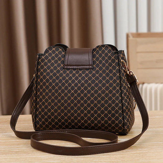 New Women Handbag Bag Luxury Design Bucket Shoulder Crossbody Bag Flip Check Print Large Capacity Single Shoulder Straddle Bag Yogodlns Outlet Store