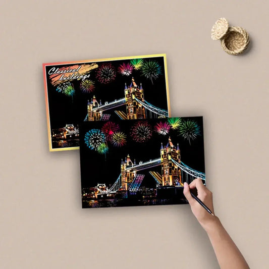 4Pcs Children DIY Night Scene Art Scratch Painting Toys City Building AliExpress