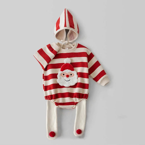 View details for Christmas Baby Sweater Santa Clause Long Sleeve Romper Hat Heart Red