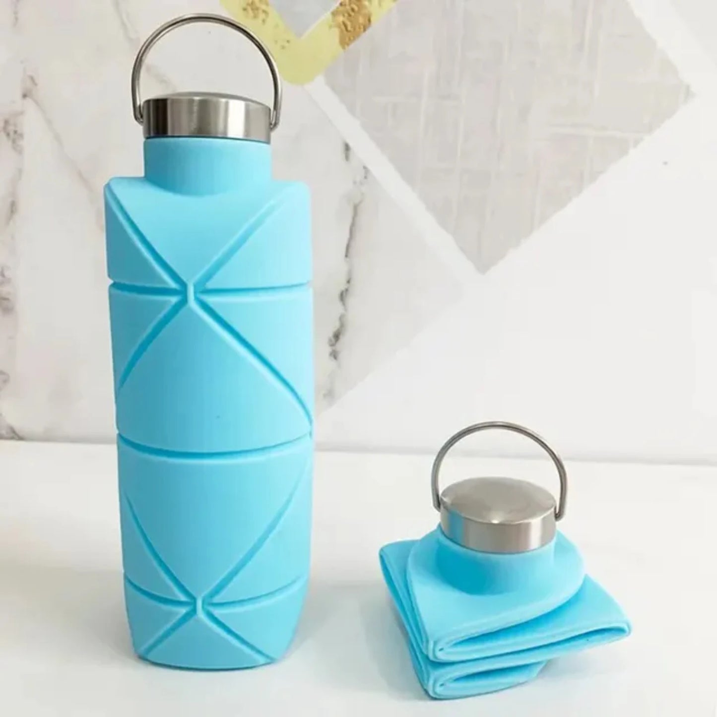 1Pc 750Ml Collapsible Water Bottle Leakproof Valve Reusable Silicone