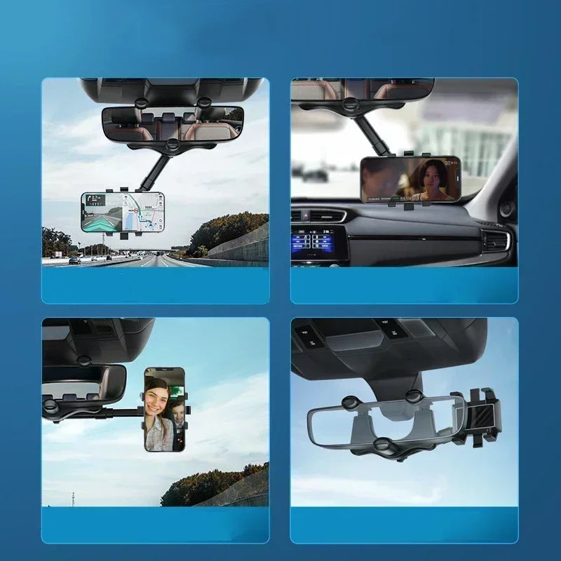 Rearview Mirror Phone Holder Car 360 Rotation Phone Mount Stable