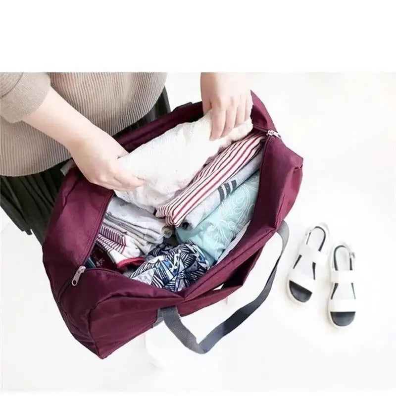 1Pc Red/Navy/Green Multifunctional Folding Travel Bag Single Shoulder