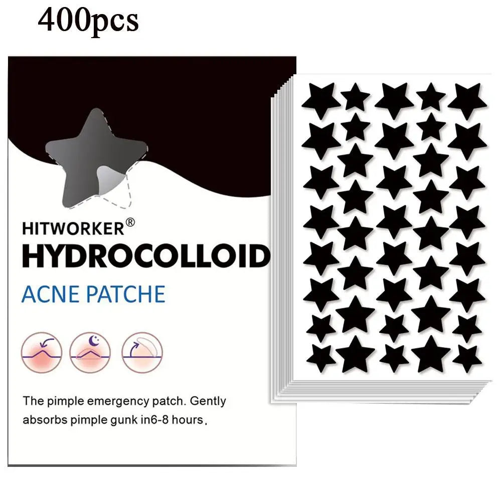 200/400 Counts Black Stars Shaped Hydrocolloid Acne Pimple Patches For Covering Zits Blemishes Spots, Pimple Popper Stickers Kit