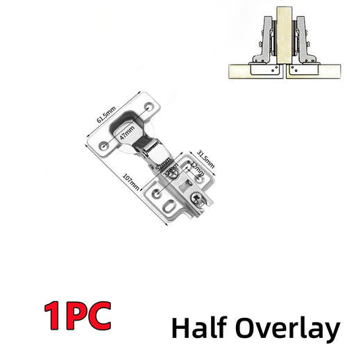 New 4/2/1Pc Stainless Steel Cabinet Door Hinges Hydraulic Damper