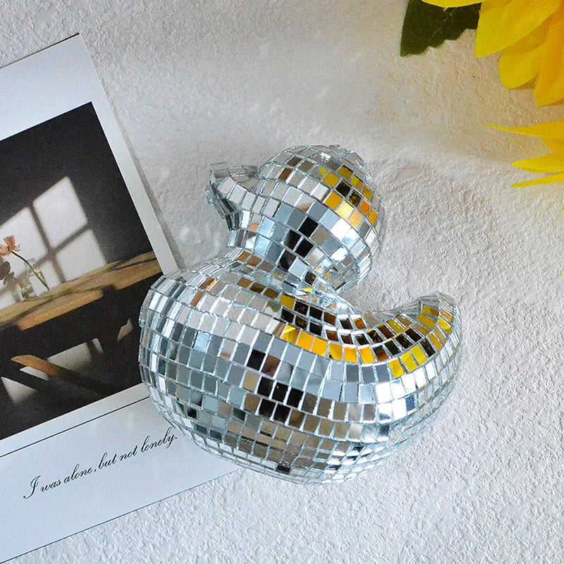 Silver Duck Disco Ball Mosaic Glass Mini Disco Ball Bar Home Ornament