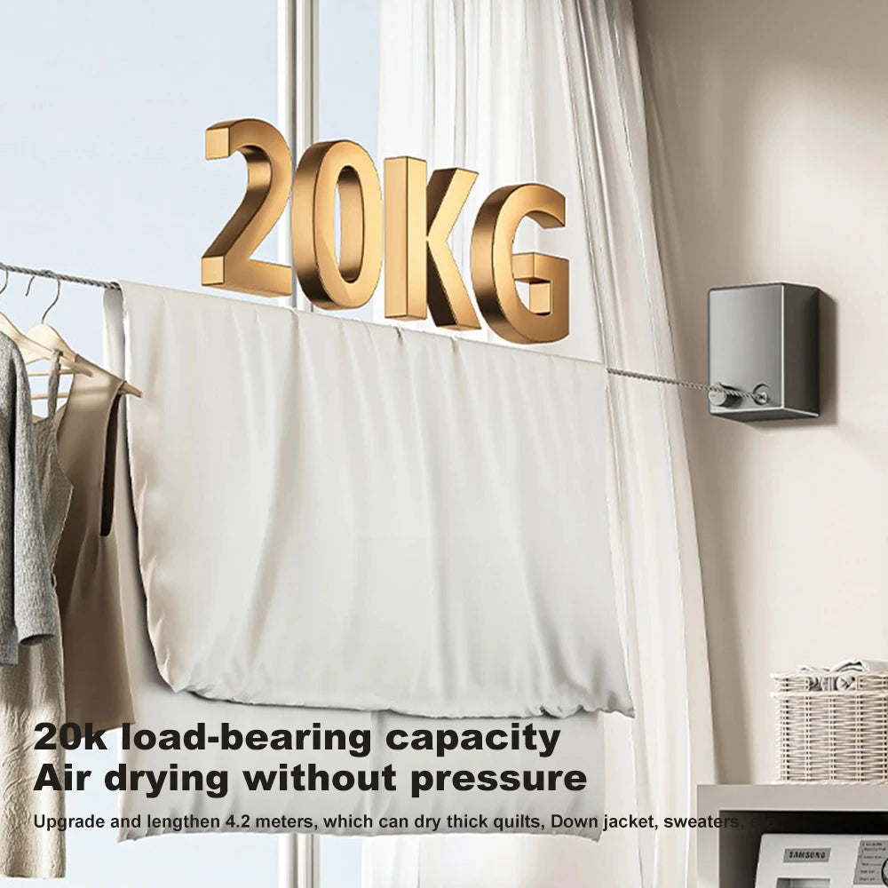 Retractable Clothesline Indoor and Outdoor Clothes Wall Hanger Drying