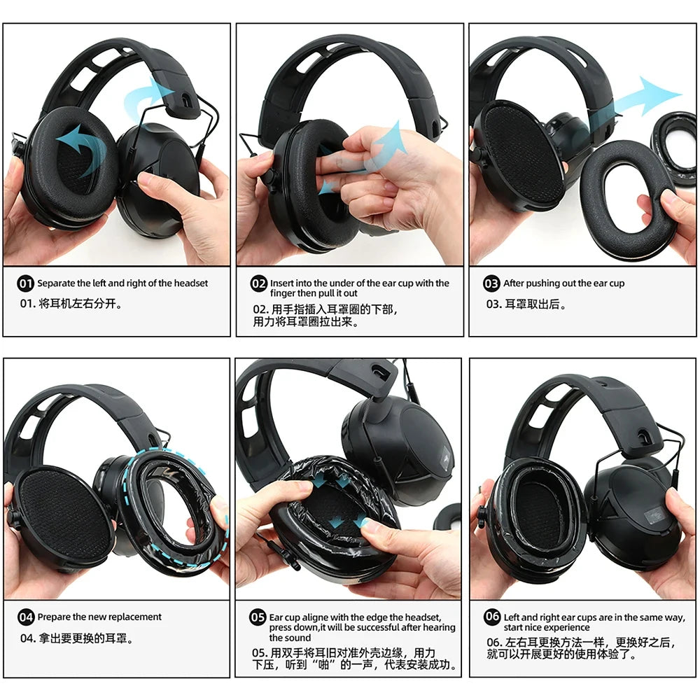 Tactical Headset Earmuffs Gel Ear Pad for 3M Peltor Sport Tactical