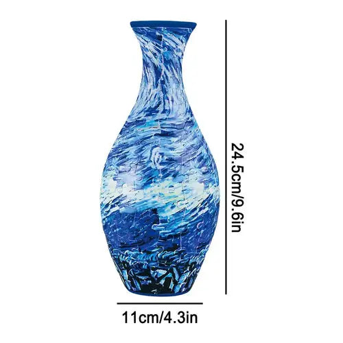 3D Puzzle Vase Blue and White Porcelain Design Made ABS Home