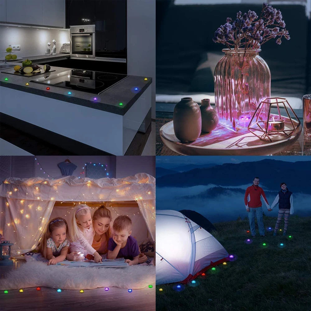 Mini Submersible LED Lights with Remote Multicolor Waterproof Small