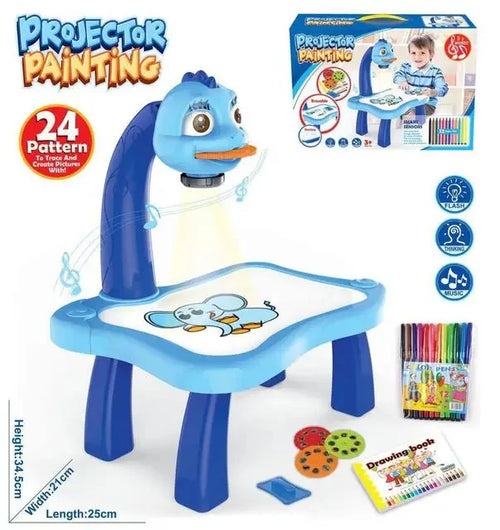 LED Projector Kids Painting Board Toys Art Painting Table Desk