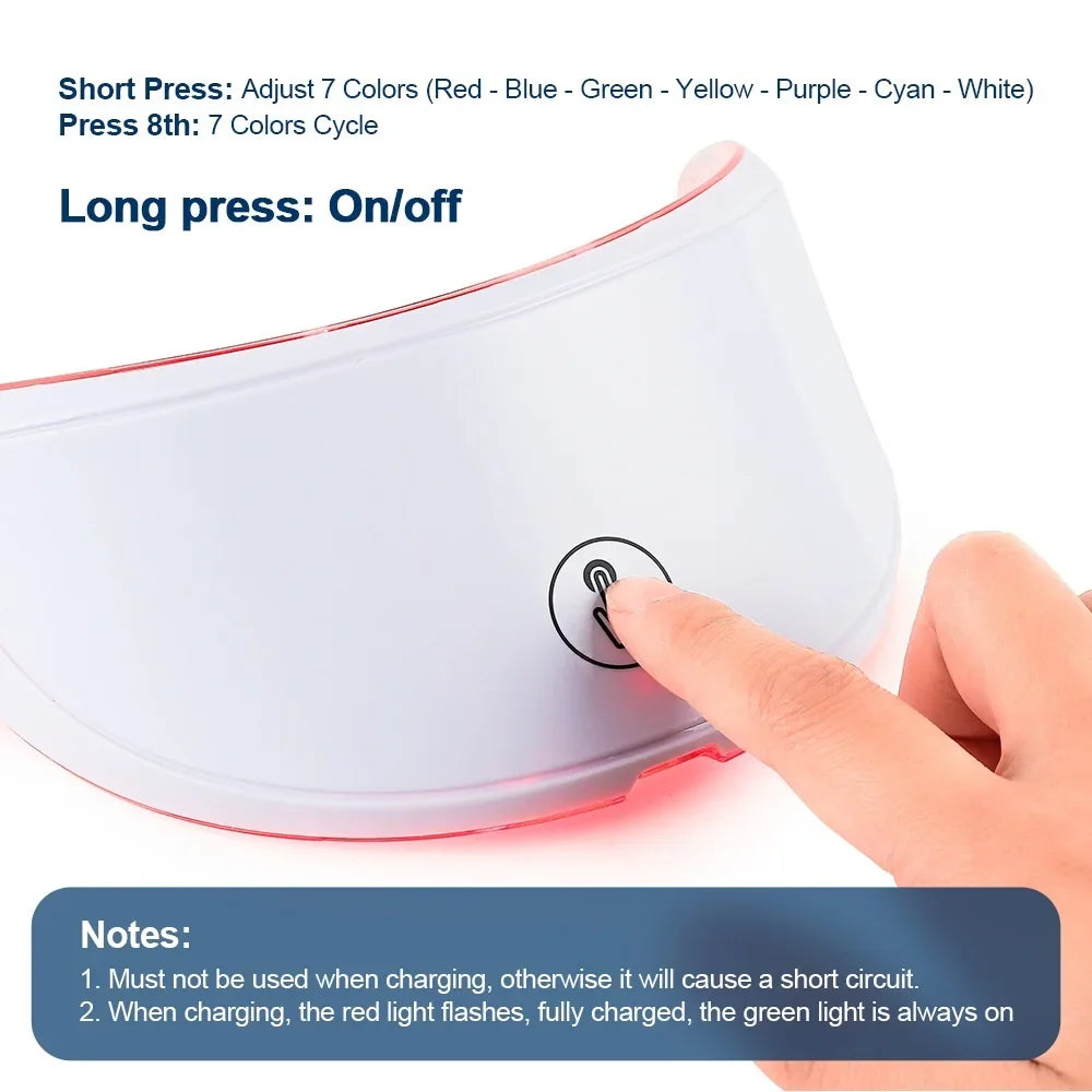 7 Colors LED Facial Mask with Neck Red Light Therapy Mask – Skin Tightening, Lifting & Anti-Aging Stone's Store