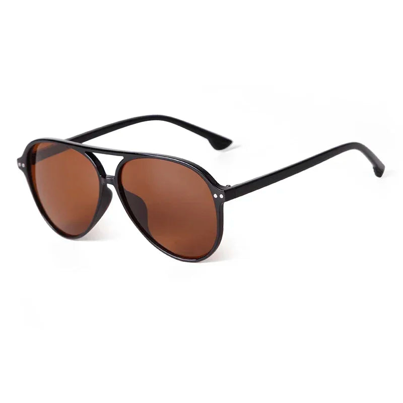 Brown Square Frame Brown Lens Polarized Sunglasses UV 400 Protection 棕色方形框棕色鏡片偏光太陽眼鏡 KCSG2255