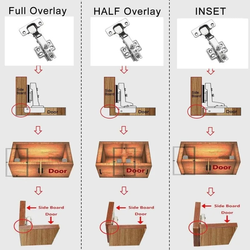 New 4/2/1Pc Stainless Steel Cabinet Door Hinges Hydraulic Damper