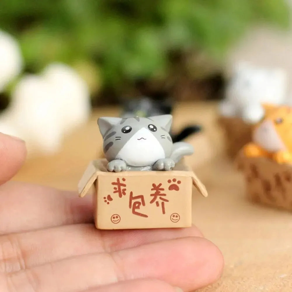 4pcs Mini Cat Ornament Garden Kitten Statue Gift For Kids Children