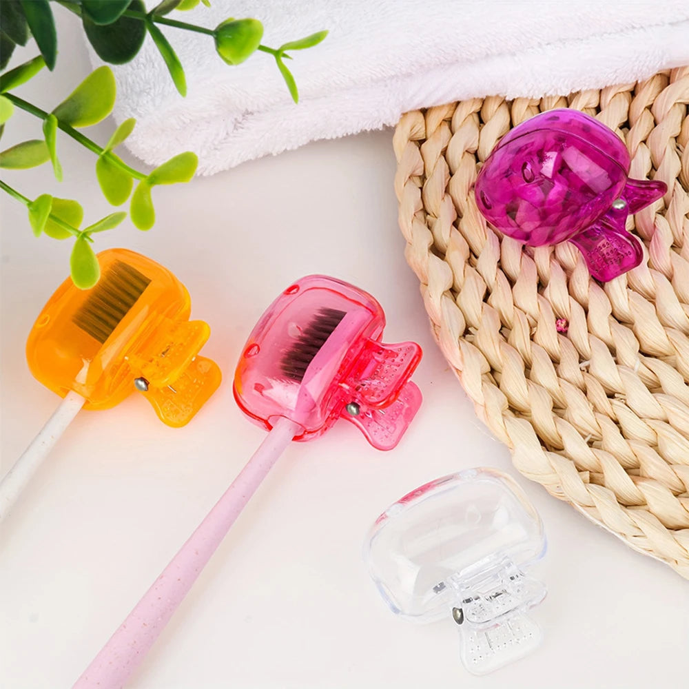 Travel Toothbrush Head Covers Toothbrush Protector Cap Brush Pod Case Protective Portable Plastic Clip For Household Travel Stone's Store