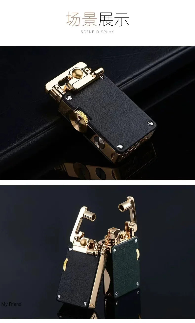 CHIEF New Metal Rocker Kerosene Lighter Creative Rocker Ignition Fashion Leather Lighter High-end Men's Gift