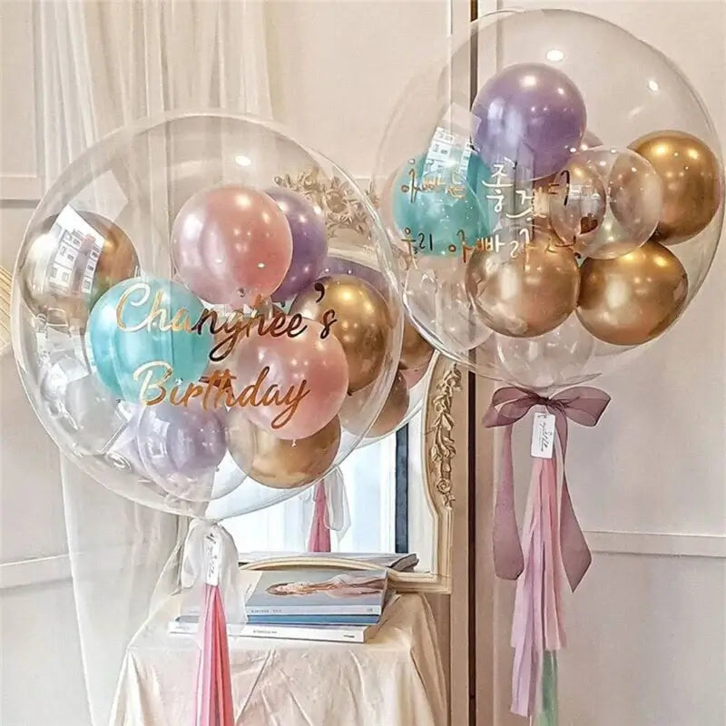 Large Wide Neck Transparent Bobo Balloon Flower Bouquet Doll Snack