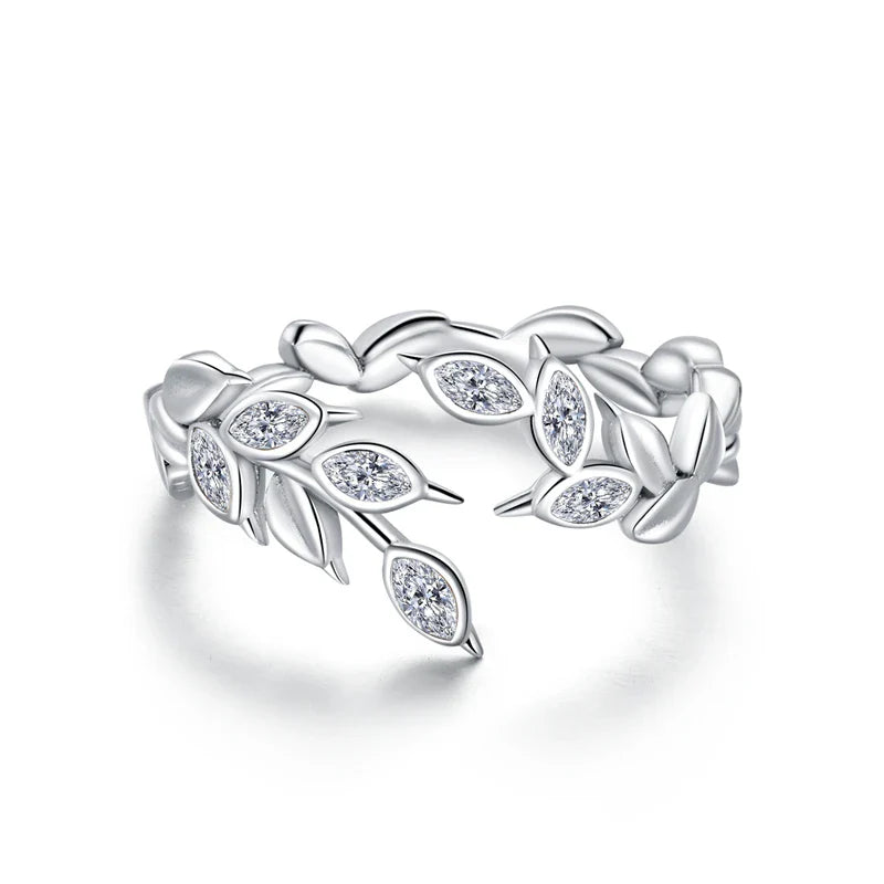 Adjustable Rings Real 925 Sterling Silver Stackable Engagement Zircon Open Size Rings For Women Jewelry