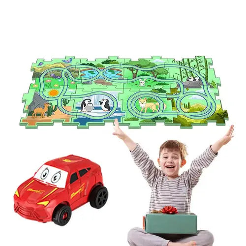 DIY Electric Trolley for Kids - Land-Based Puzzle Race Set
