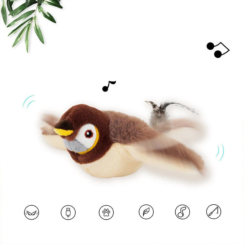 Interactive Cat Toys Rechargeable Flying Bird Cat Toy Chirping