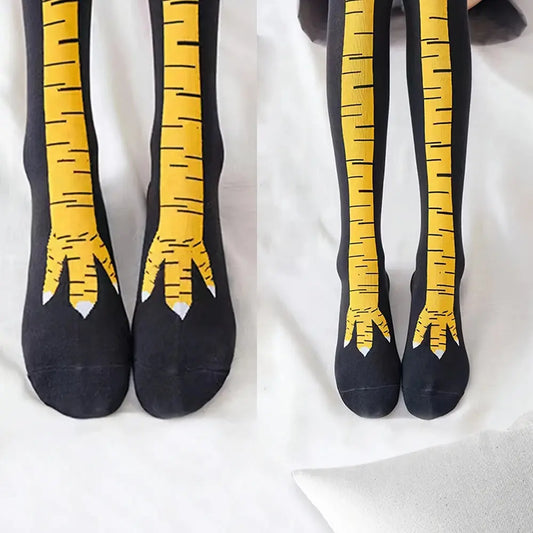 1/2/5 Pairs Women Knee High Socks Trendy Cartoon Funny Chicken Claw AliExpress